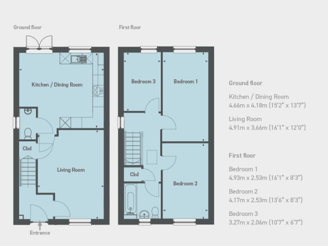 Floor plan, 3 bedroom house  - artist's impression subject to change